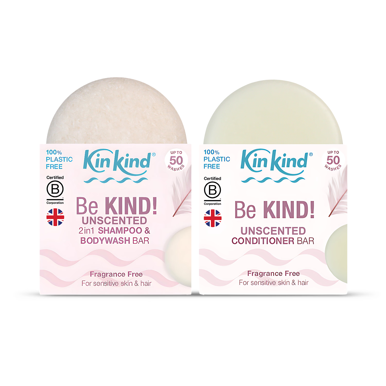 KinKind Be KIND fragrance-free shampoo and conditioner bars 50g 40g (British brand)