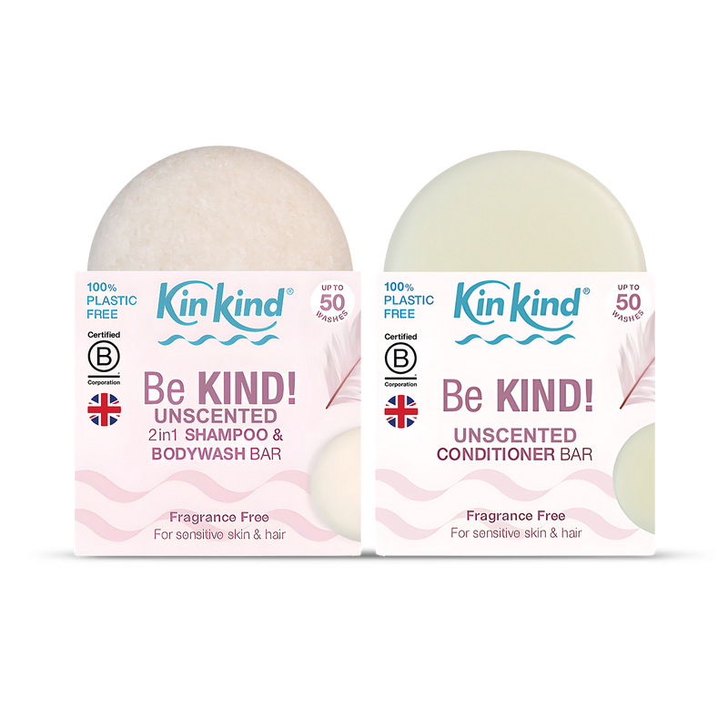 KinKind Be KIND fragrance-free shampoo and conditioner bars 50g 40g (British brand)