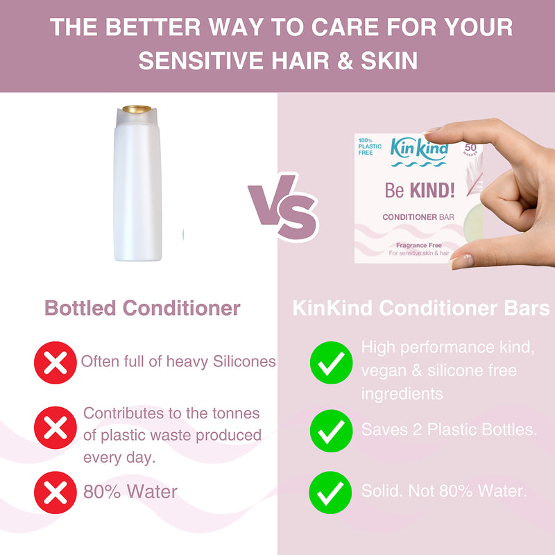 KinKind Be KIND fragrance-free shampoo and conditioner bars 50g 40g (British brand)