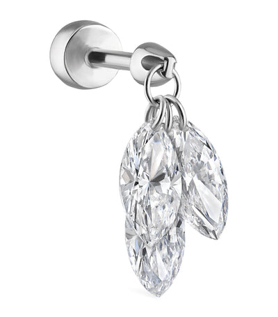 Harrods Maria Tash Floating Diamond Plume Threaded Charm Earring 6.5mm- Buy online at McGrocer