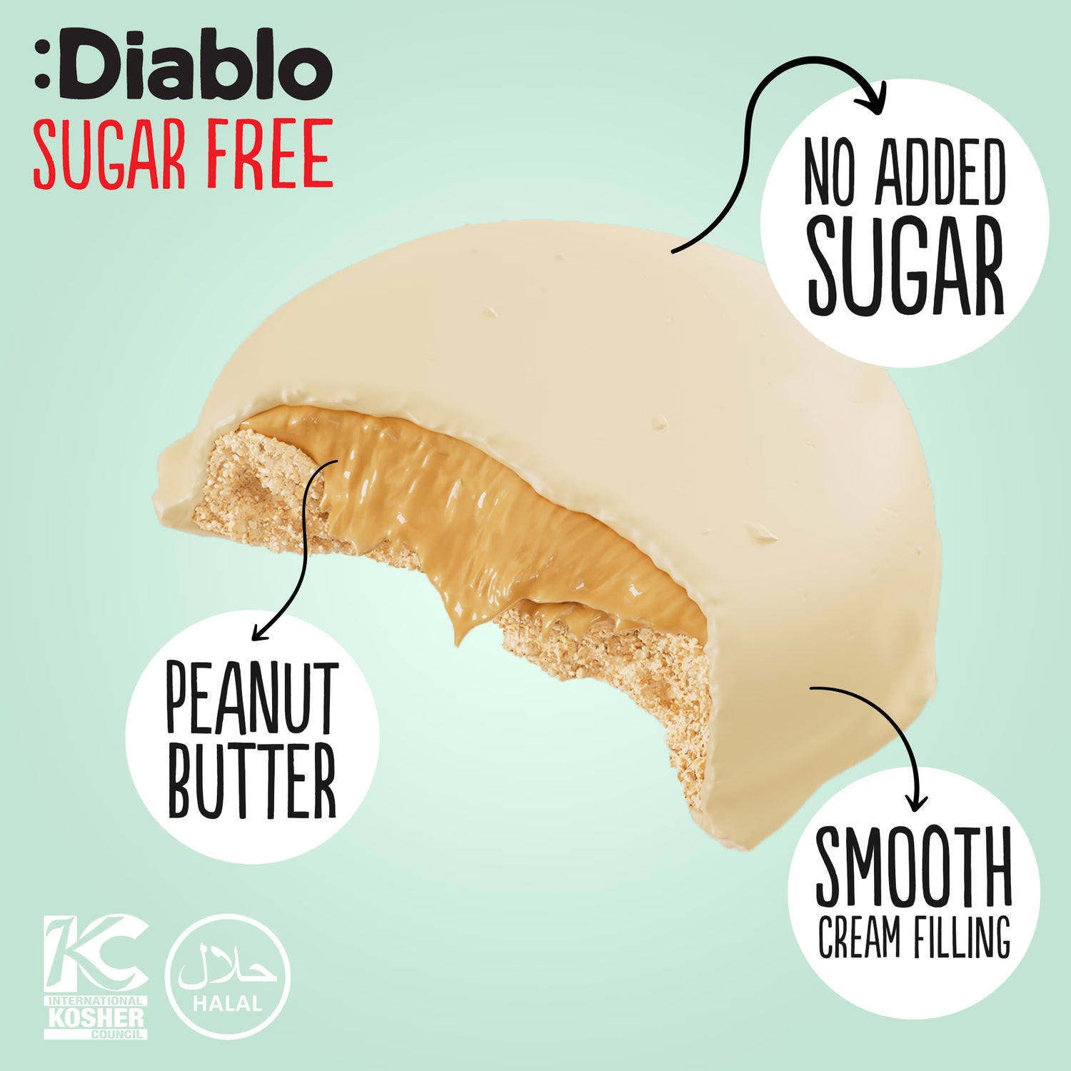 Diablo no added sugar peanut butter cookies 100g (British brand)