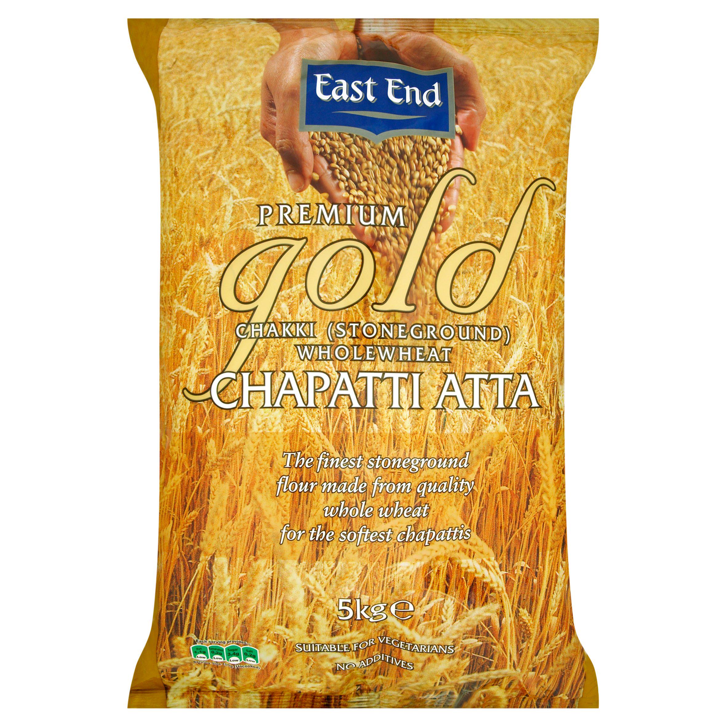 East End Premium Gold Chakki Stoneground Wholewheat Chapatti Atta 5kg GOODS Sainsburys   