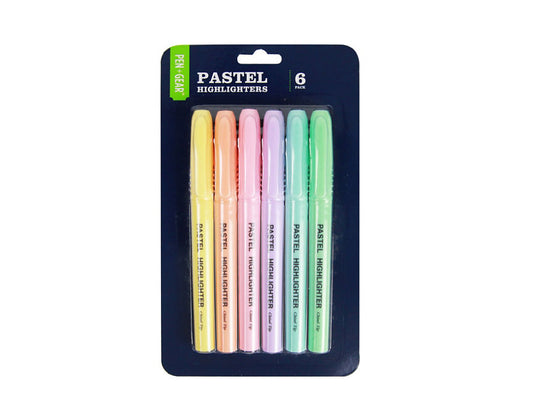 Pen & Gear Pastel Highlighters 6 pack Office Supplies ASDA   