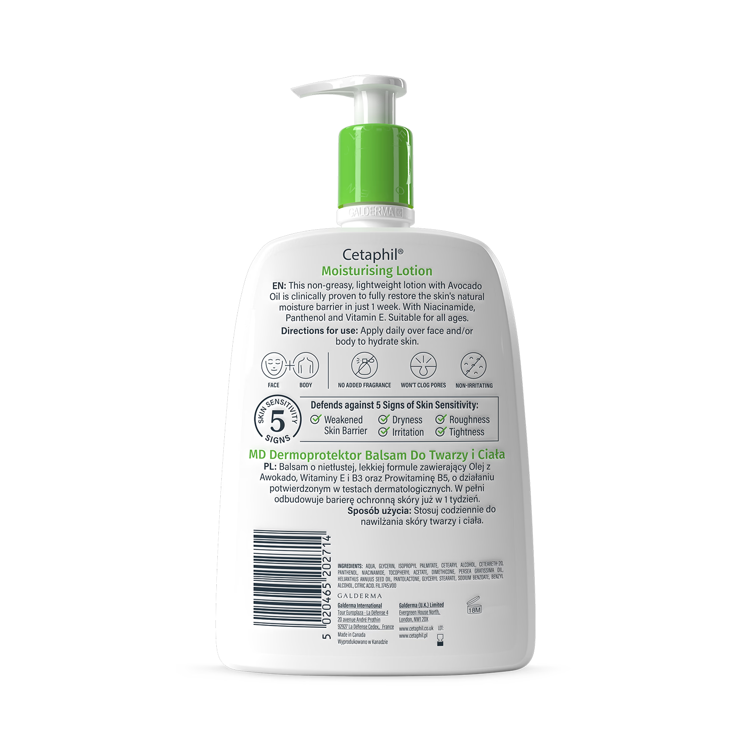 Cetaphil moisturising lotion face and body 1L, imported from the UK