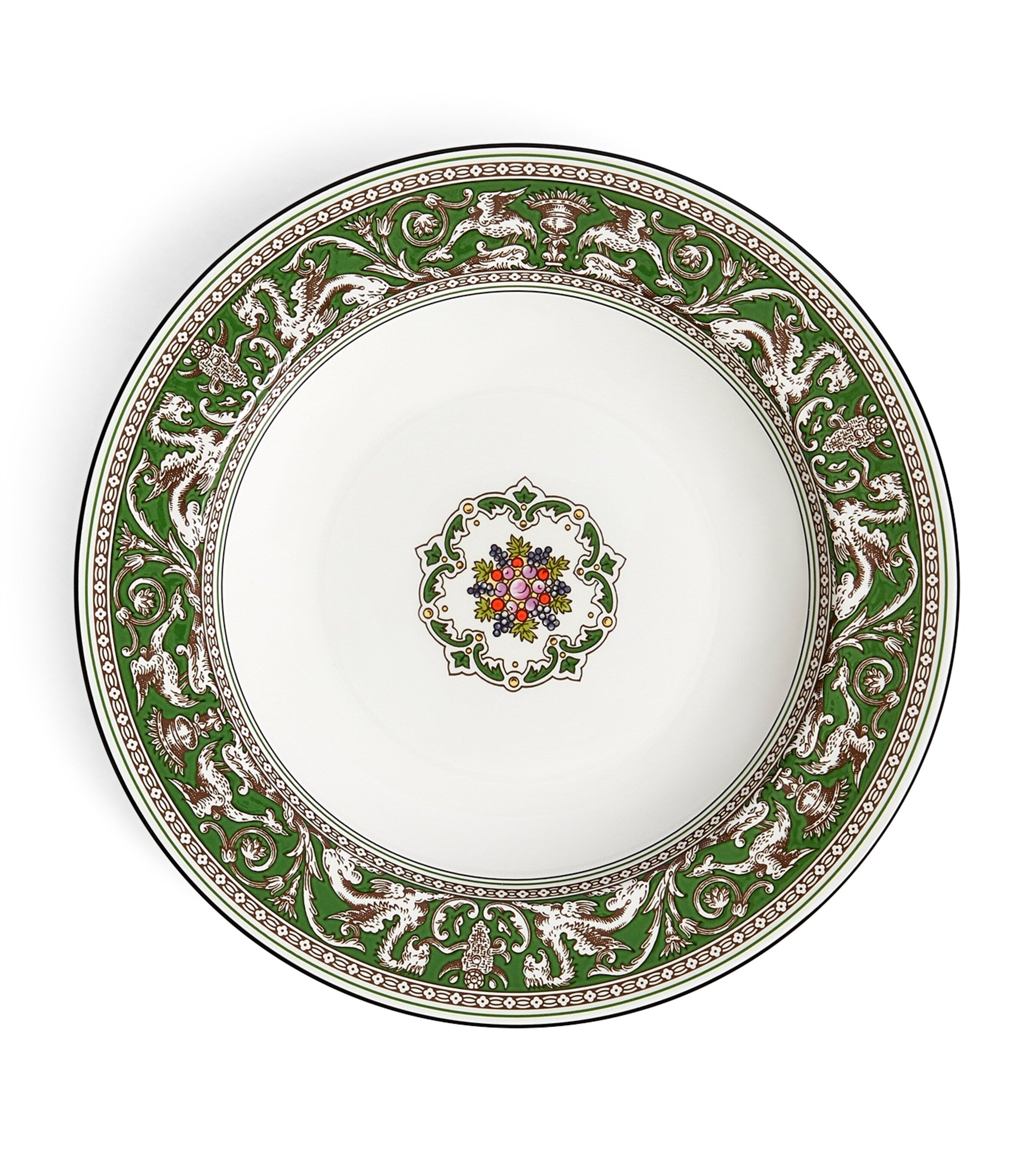 Wedgwood Florentine Verde rimmed soup bowl 23cm (British brand)