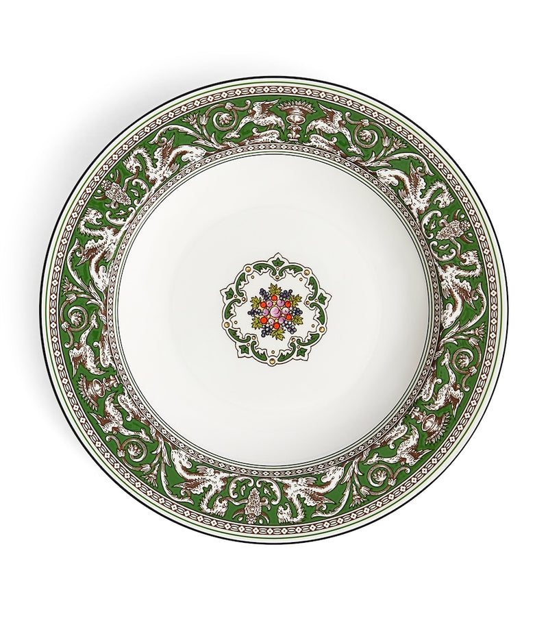 Wedgwood Florentine Verde rimmed soup bowl 23cm (British brand)