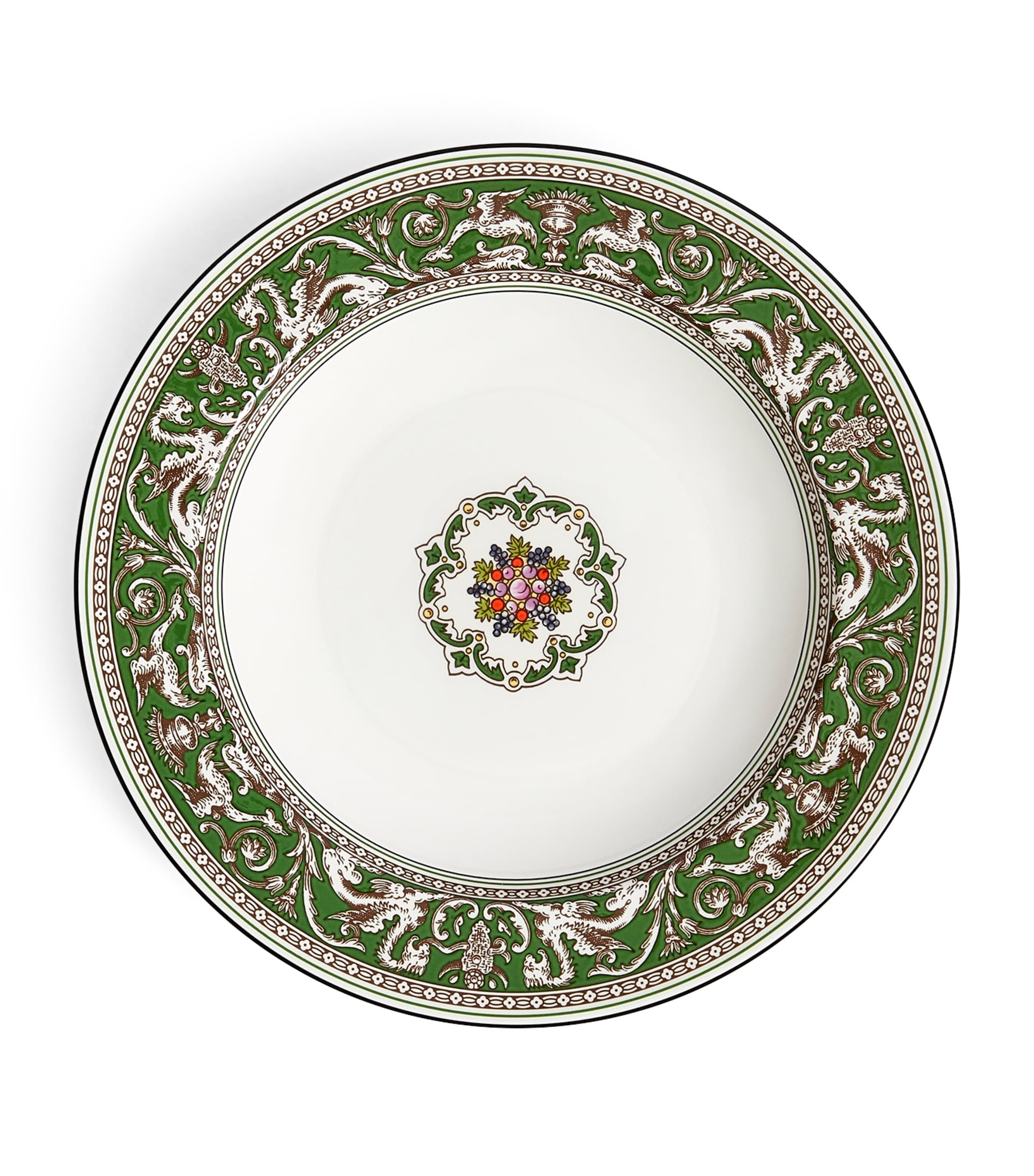 Wedgwood Florentine Verde rimmed soup bowl 23cm (British brand)