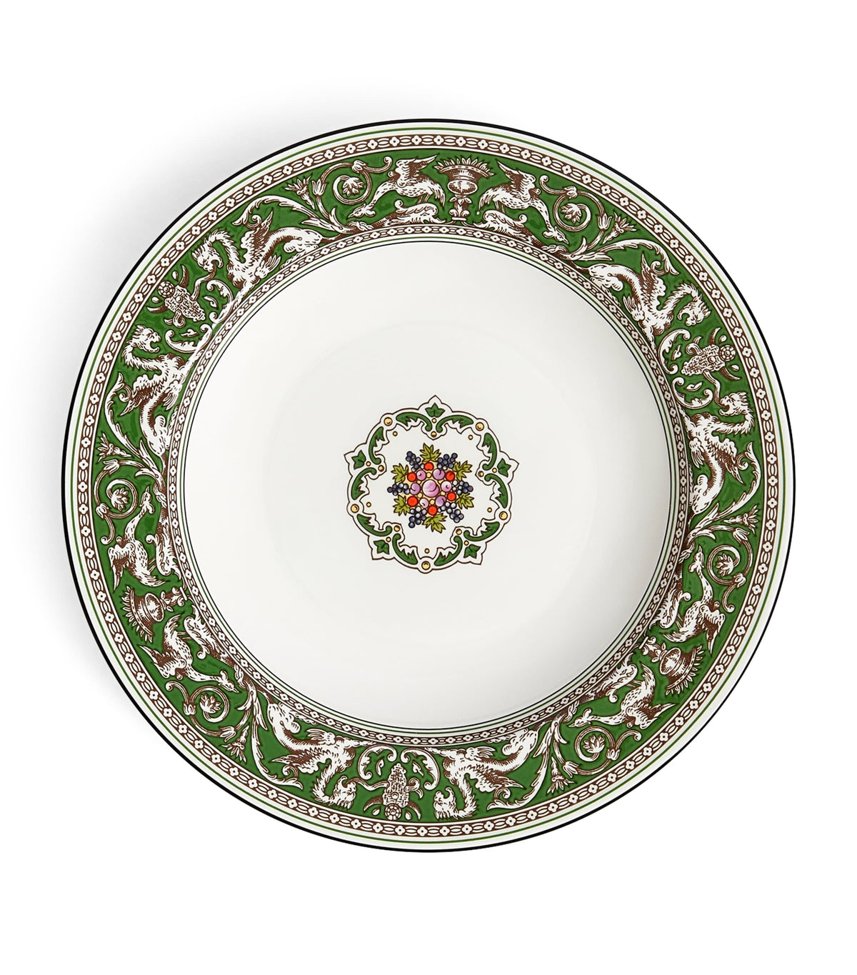 Wedgwood Florentine Verde rimmed soup bowl 23cm (British brand)