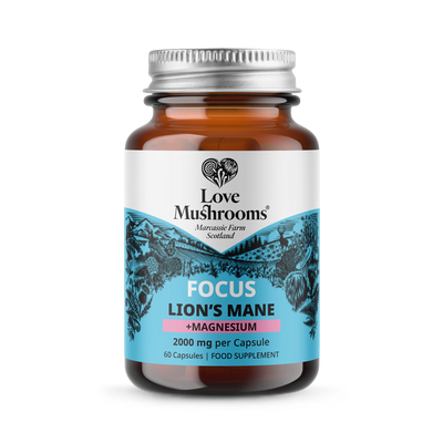 Holland & Barrett Love Mushrooms Organic Lion's Mane + Magnesium 4000mg Capsules- Buy online at McGrocer