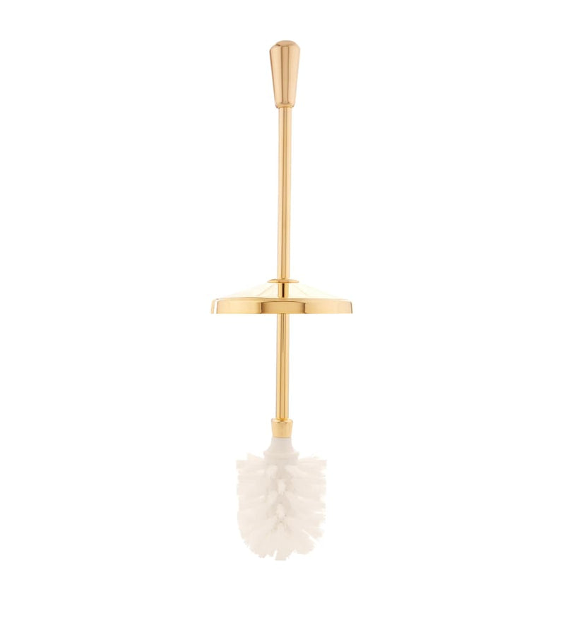 ZODIAC cylinder toilet brush stand in gold-plated brass, imported from the UK