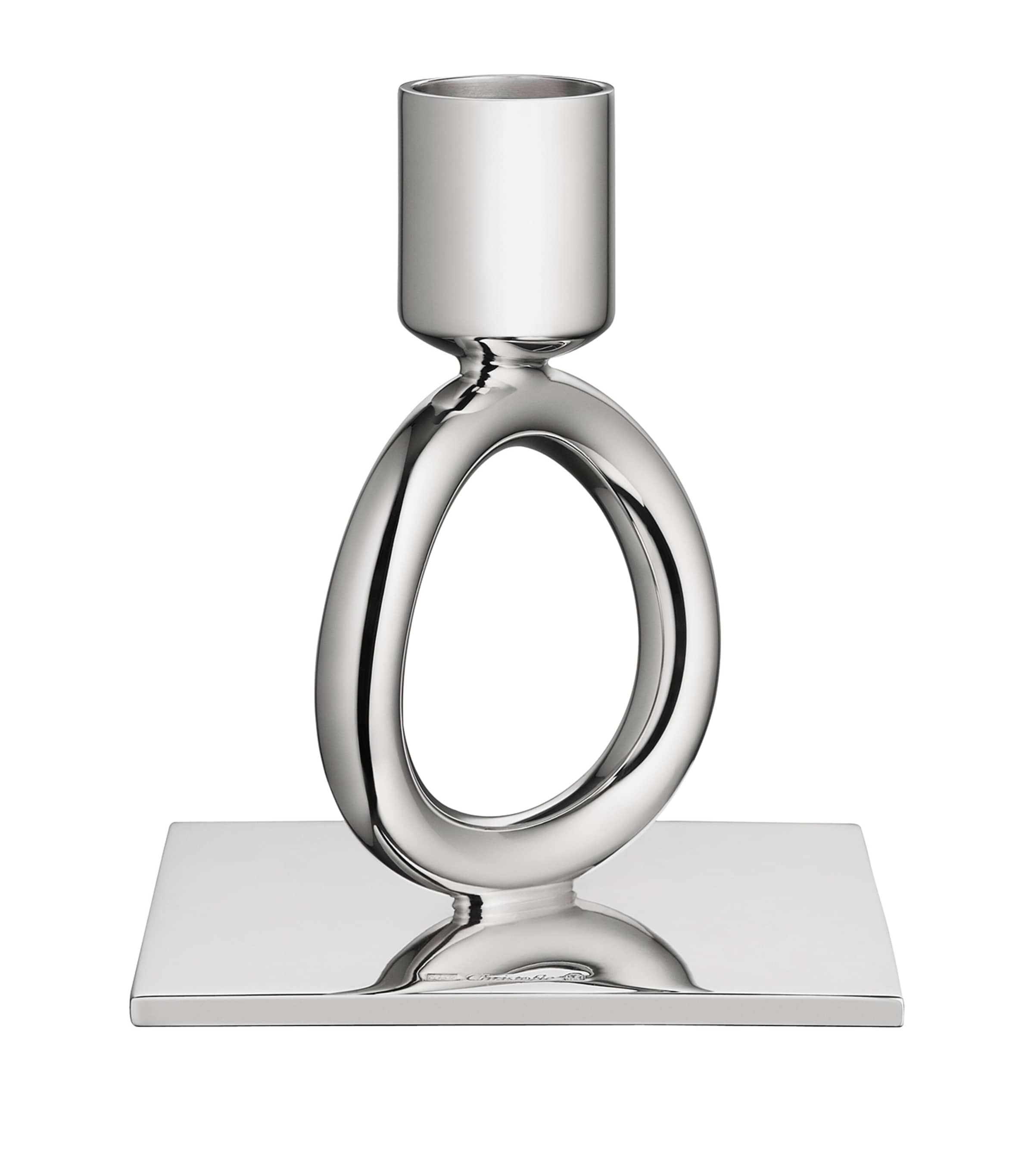 Christofle silver-plated Vertigo ring candlestick holder - British product