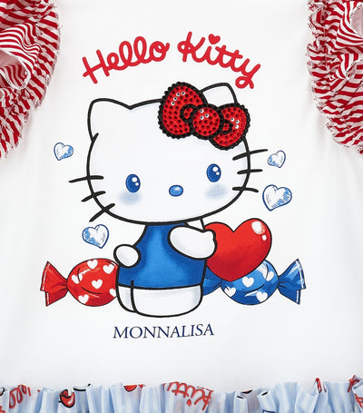 Baumwollkleid mit Streifen und Hello Kitty-Aufdruck für Kinder (2-12 Jahre)