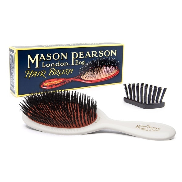 Mason Pearson small boar bristle hairbrush white, imported from the UK