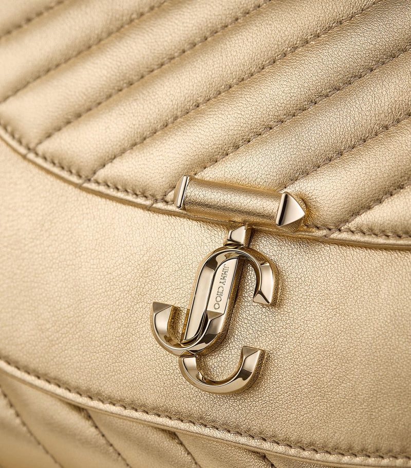 Jimmy Choo Curve clutch bag in metallic leather, imported from the UK