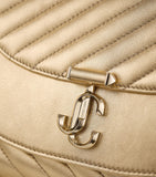 Jimmy Choo Curve clutch bag in metallic leather, imported from the UK