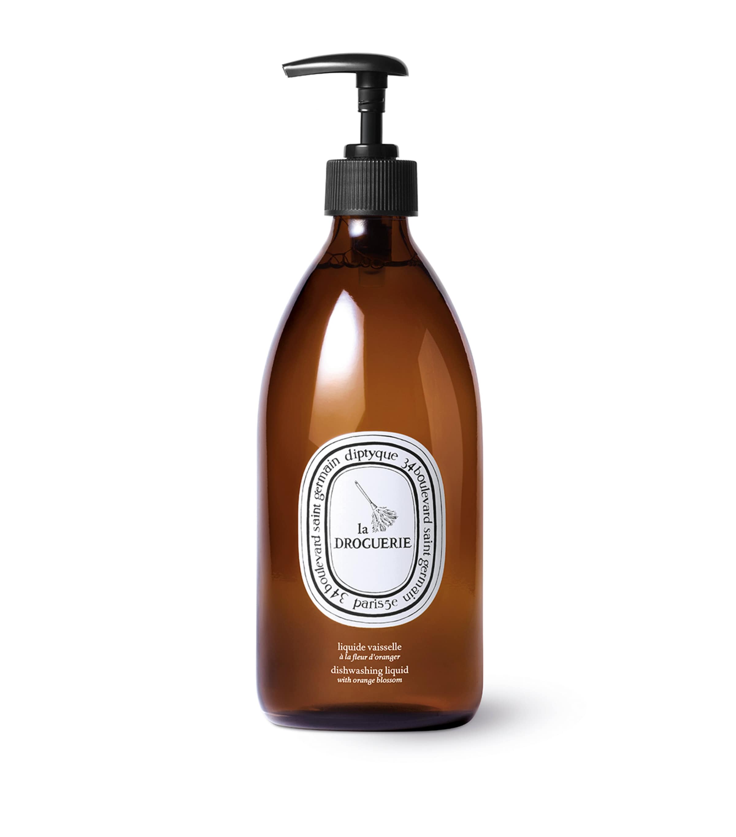 Dishwashing Liquid with Orange Blossom, Mandarin and Basil Fragrance in Refillable Glass Bottle 500ml