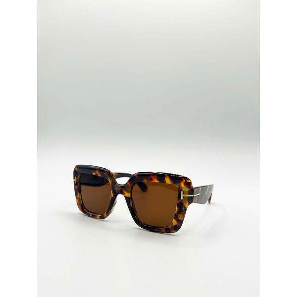 SVNX square sunglasses leopard brown, imported from the UK