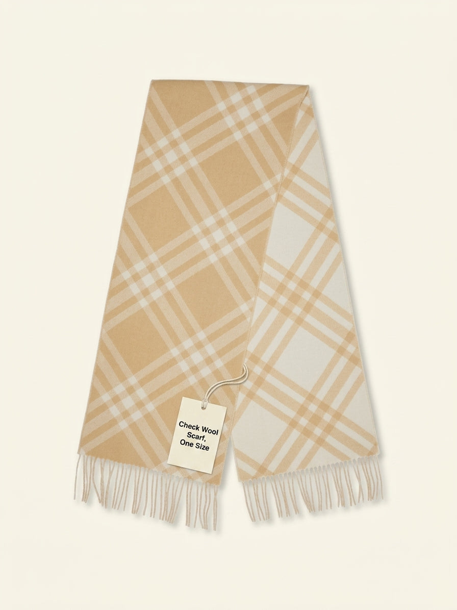 Burberry check cashmere scarf, imported from the UK