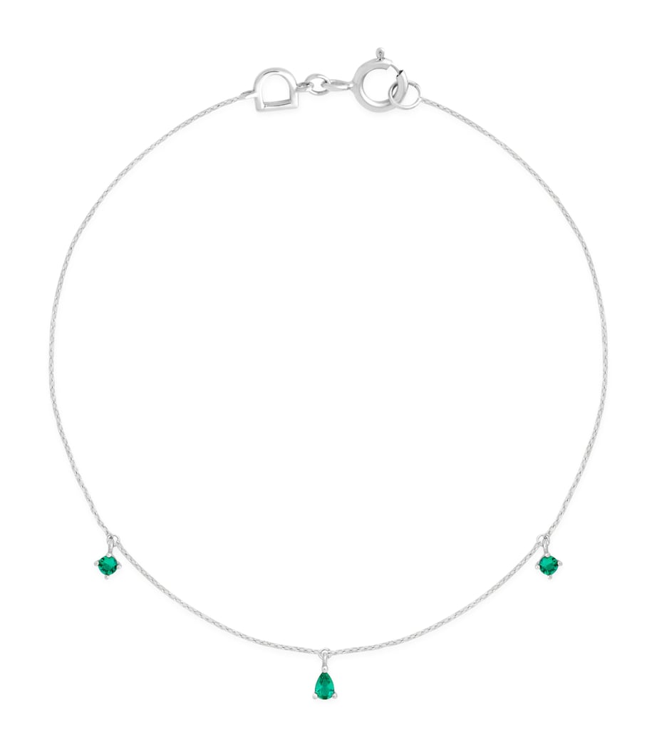 Astrid & Miyu white gold and emerald pear charm bracelet, UK version