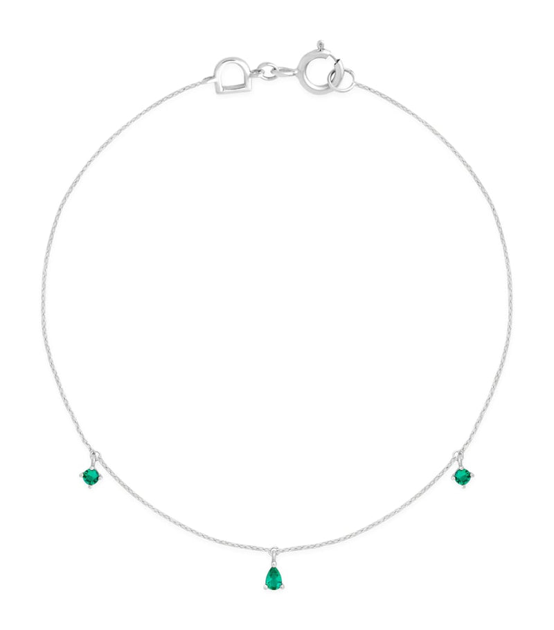 Astrid & Miyu white gold and emerald pear charm bracelet, UK version