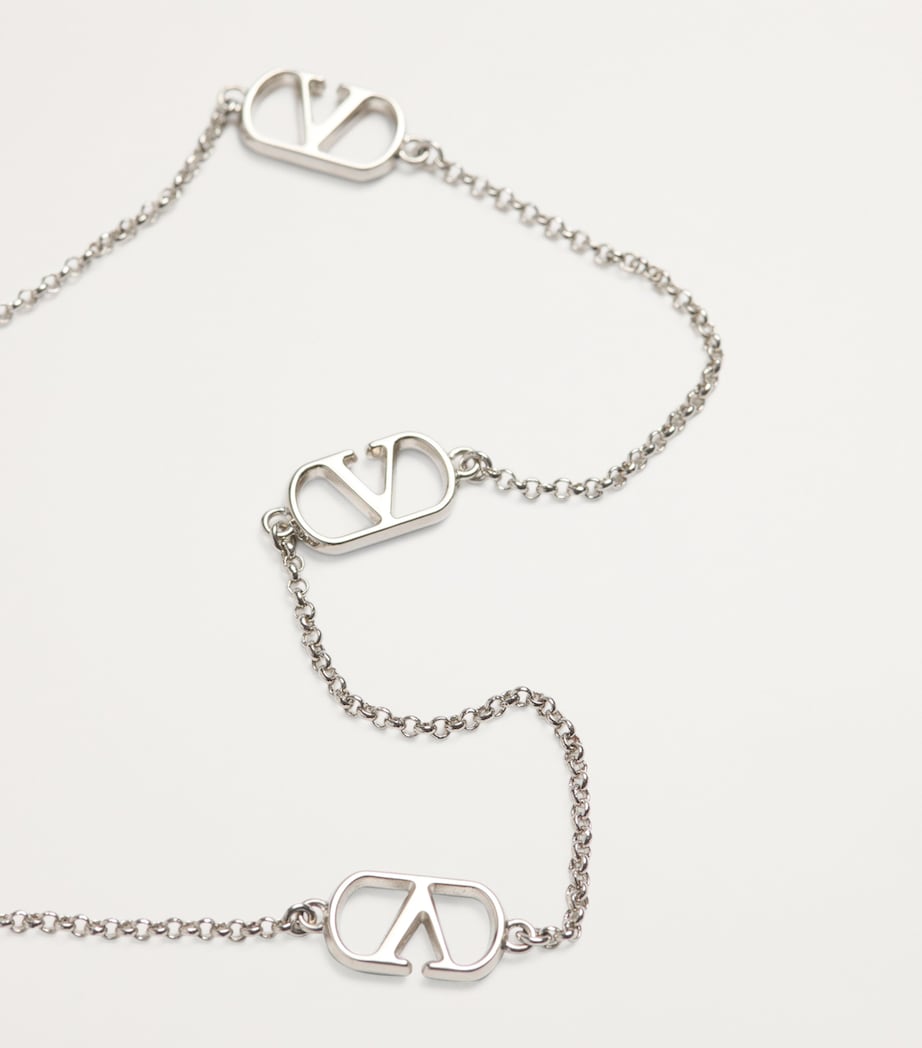 Valentino Garavani faux pearl double-layered VLogo necklace, UK version