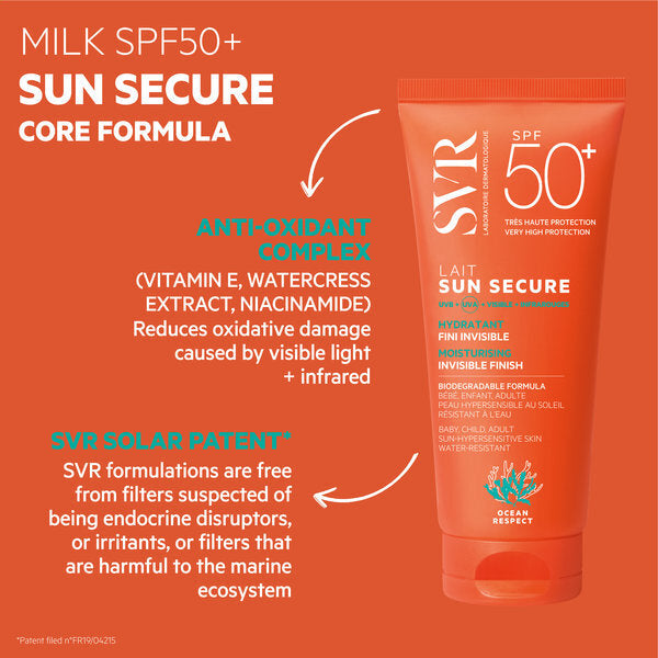 SVR Sun Secure SPF 50+ sunscreen milk 100ml (British brand)