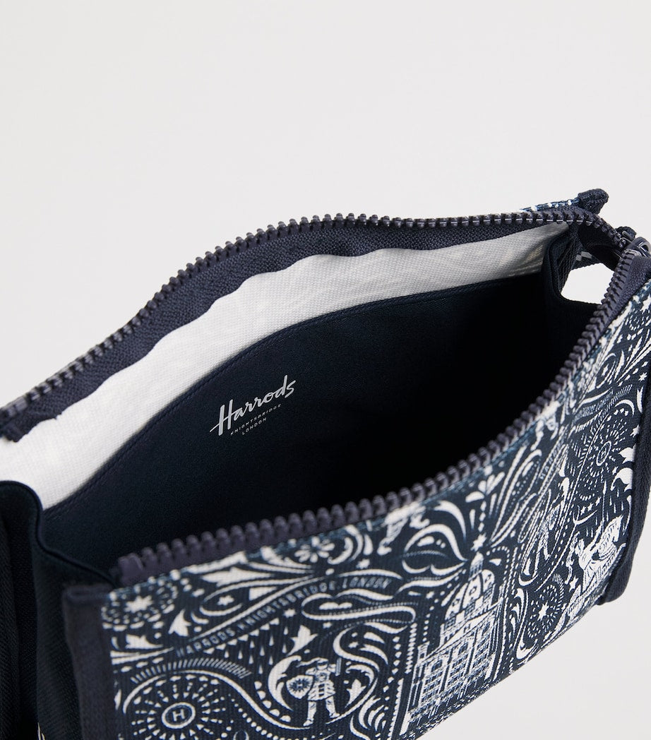 Harrods Knights of Brompton pouch with jacquard design, imported from the UK