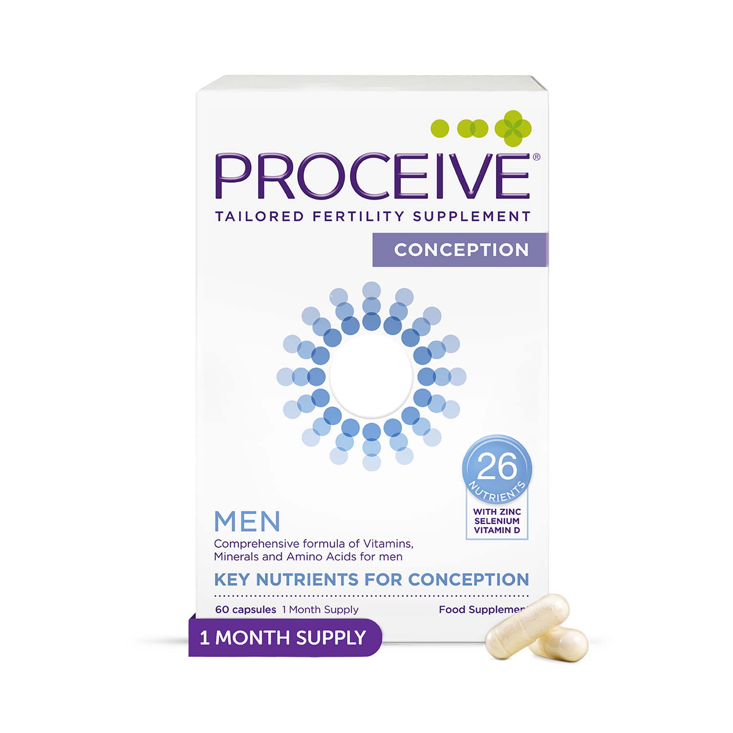 Proceive Men Advanced Fertility Supplement 60 capsules, imported from the UK