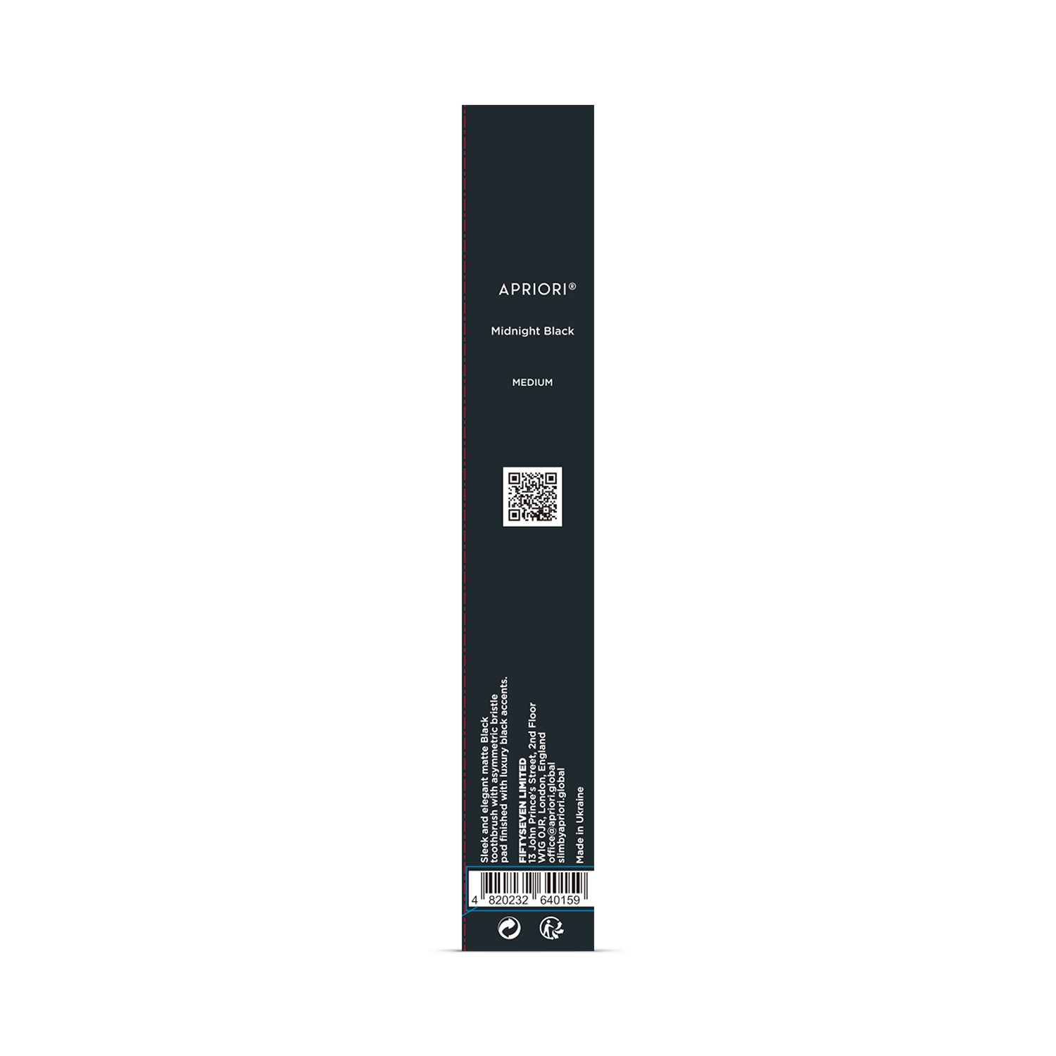 Apriori Midnight Black medium toothbrush, imported from the UK