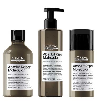 L'oréal Professionnel Serie Expert Absolut Repair Molecular Shampoo, Rinse-off Serum and Leave-In Cream Routine GOODS Boots   