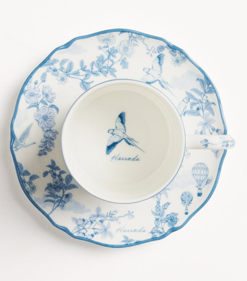 Harrods fine bone china Toile espresso cup and saucer, UK version