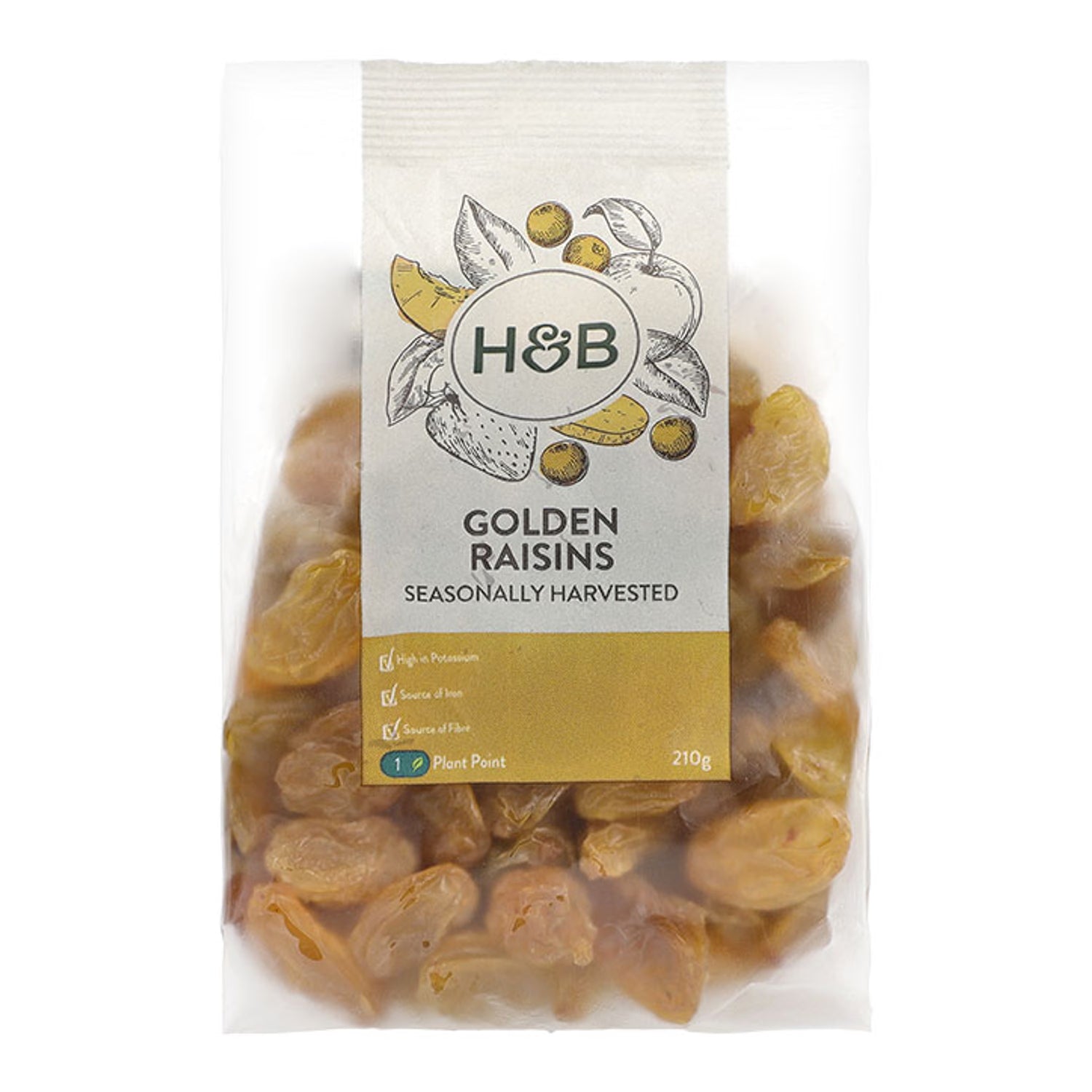 Holland & Barrett golden raisins 210g pack, UK version