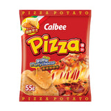 Calbee spicy pizza flavour potato chips 55g, imported from the UK