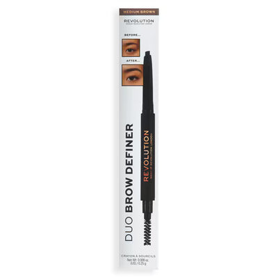 Revolution Duo Brow Definer Pencil Medium Brown Eyebrow