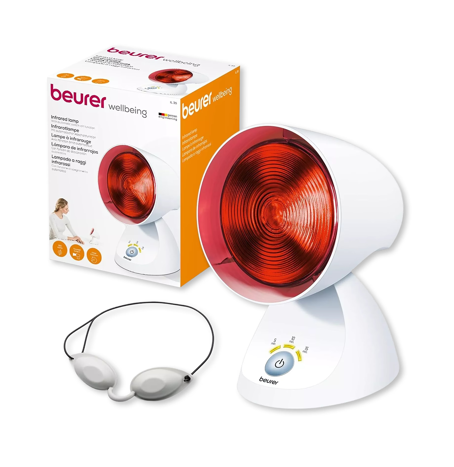 Beurer IL35 white infrared lamp with digital timer, imported from the UK