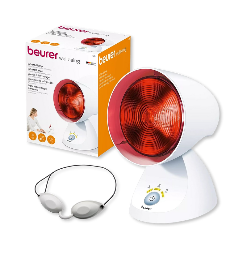 Beurer IL35 white infrared lamp with digital timer, imported from the UK