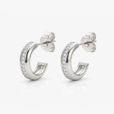 MUCHV silver huggie hoop earrings with cubic zirconia, UK version