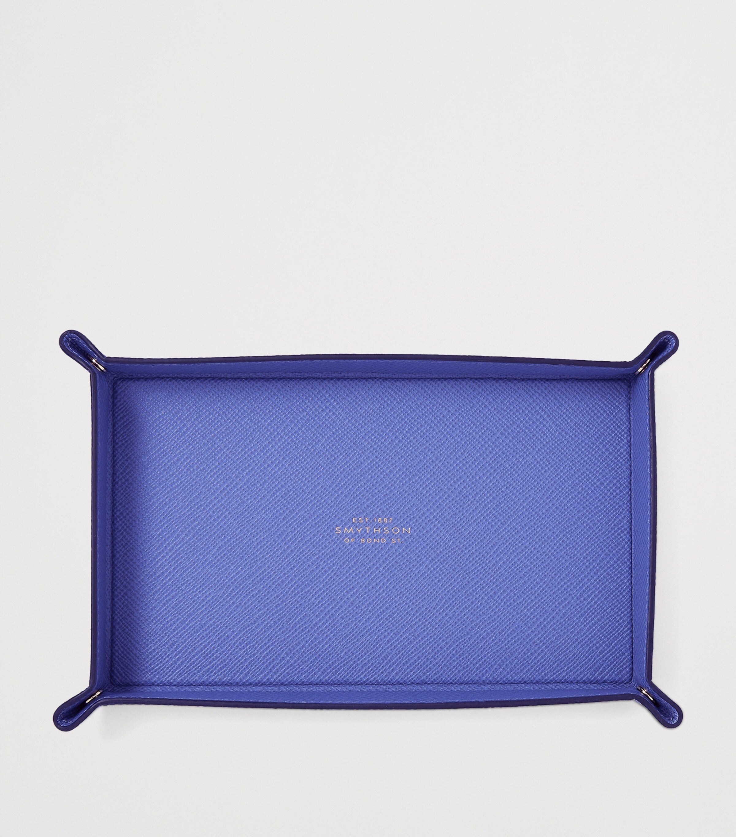 Smythson small leather Panama rectangular trinket tray (British brand)