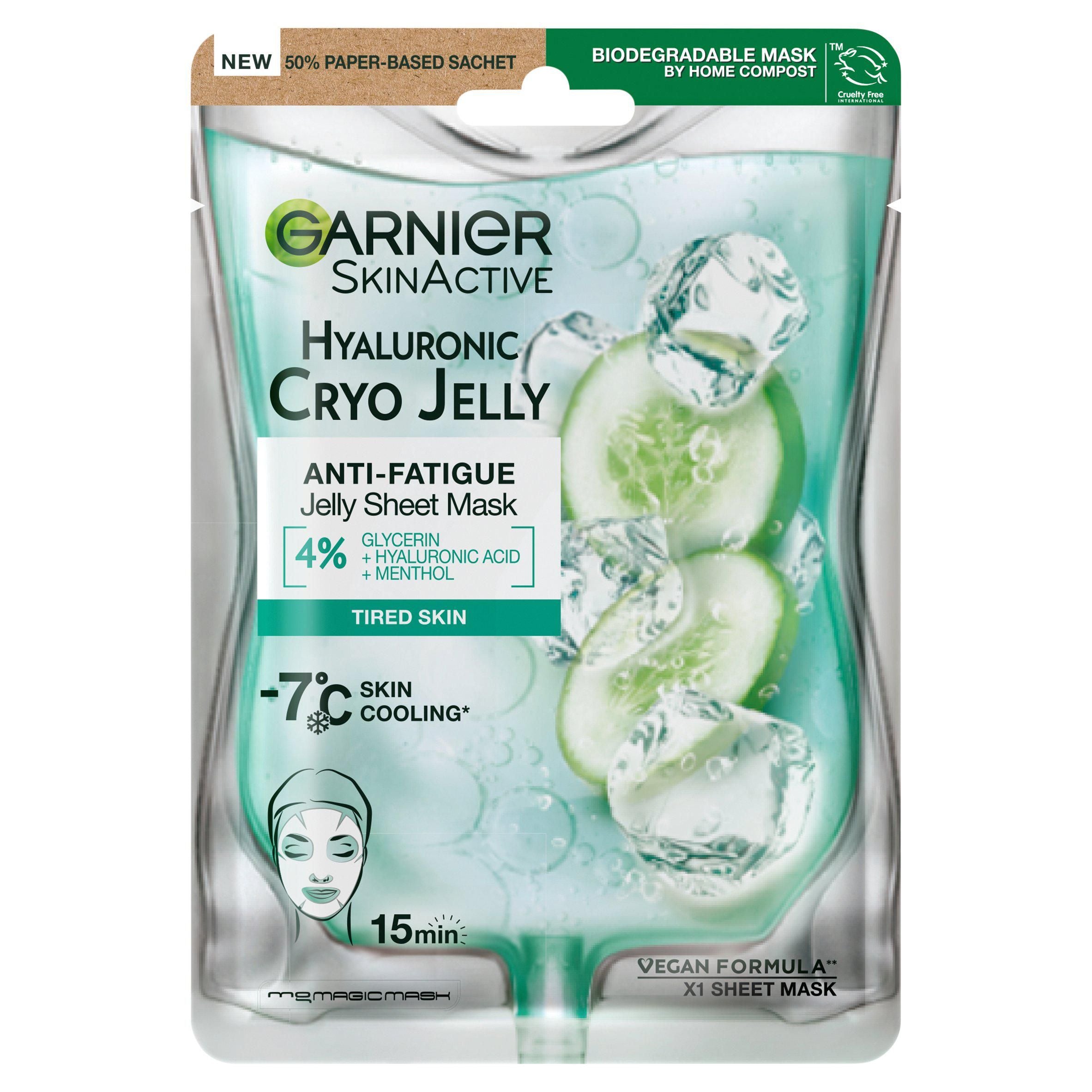 Garnier Anti-Fatigue Hyaluronic Acid & Icy Cucumber Cryo Jelly Face Mask GOODS Sainsburys   