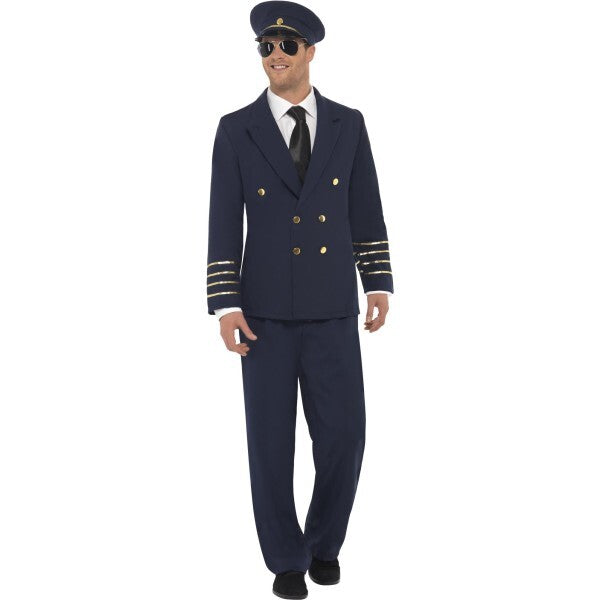 Smiffys Pilot Costume, Navy Blue