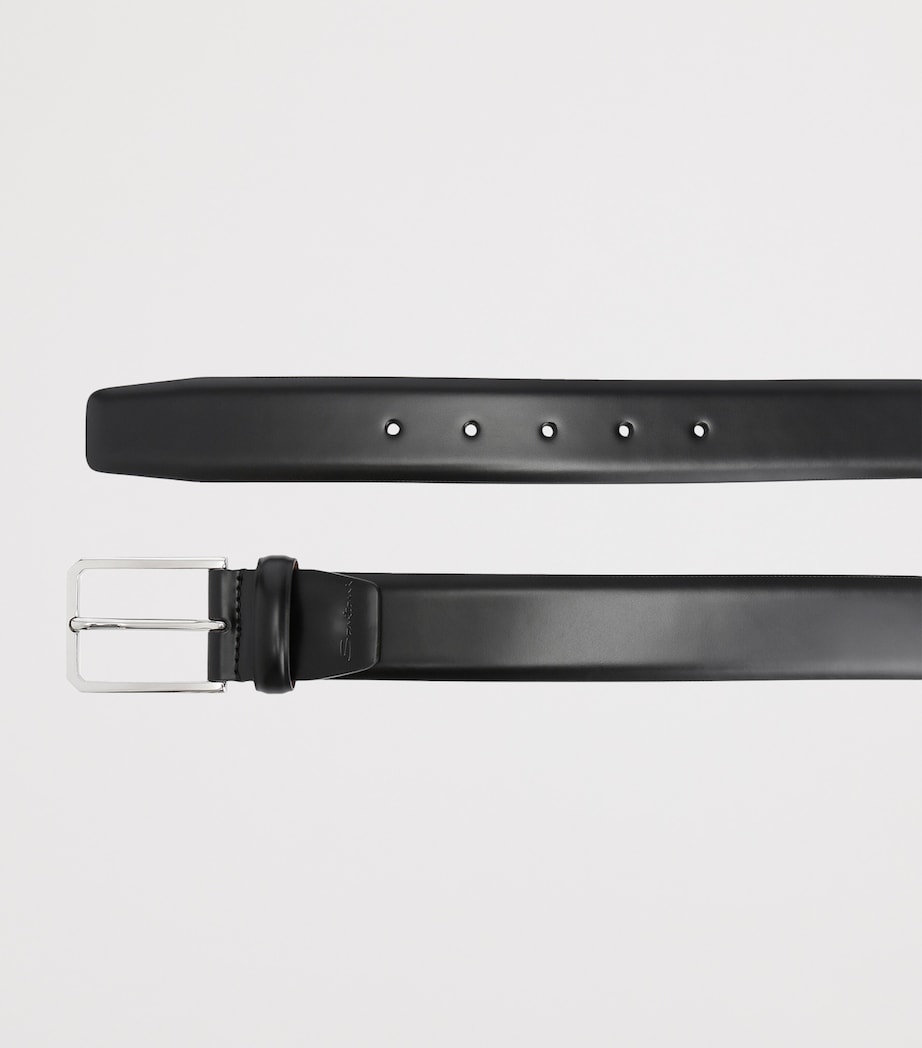 Santoni leather belt square buckle 3.5cm (British brand)