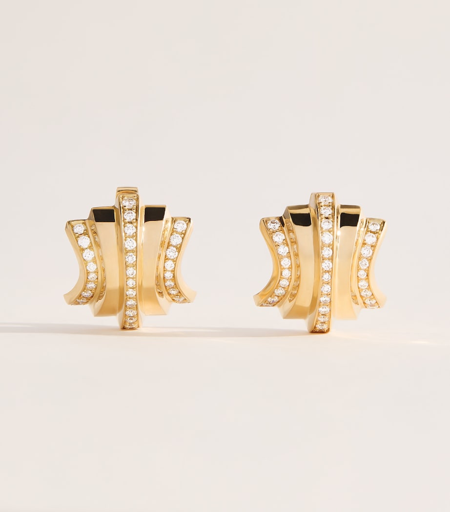 Azlee fluid staircase earrings yellow gold diamonds - British product