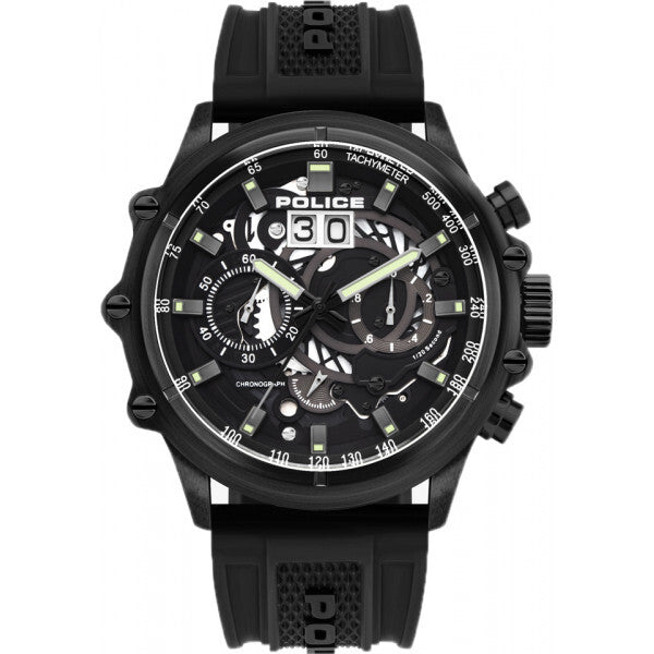 Police men's Luang watch black silicone strap (British brand)