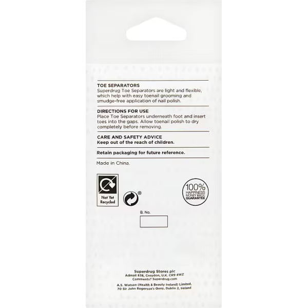 Superdrug toe separators for pedicure and nail care (British brand)