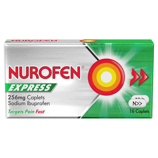Nurofen Express Ibuprofen Pain Relief 200mg Caplets x16 GENERAL HEALTH & REMEDIES Sainsburys   