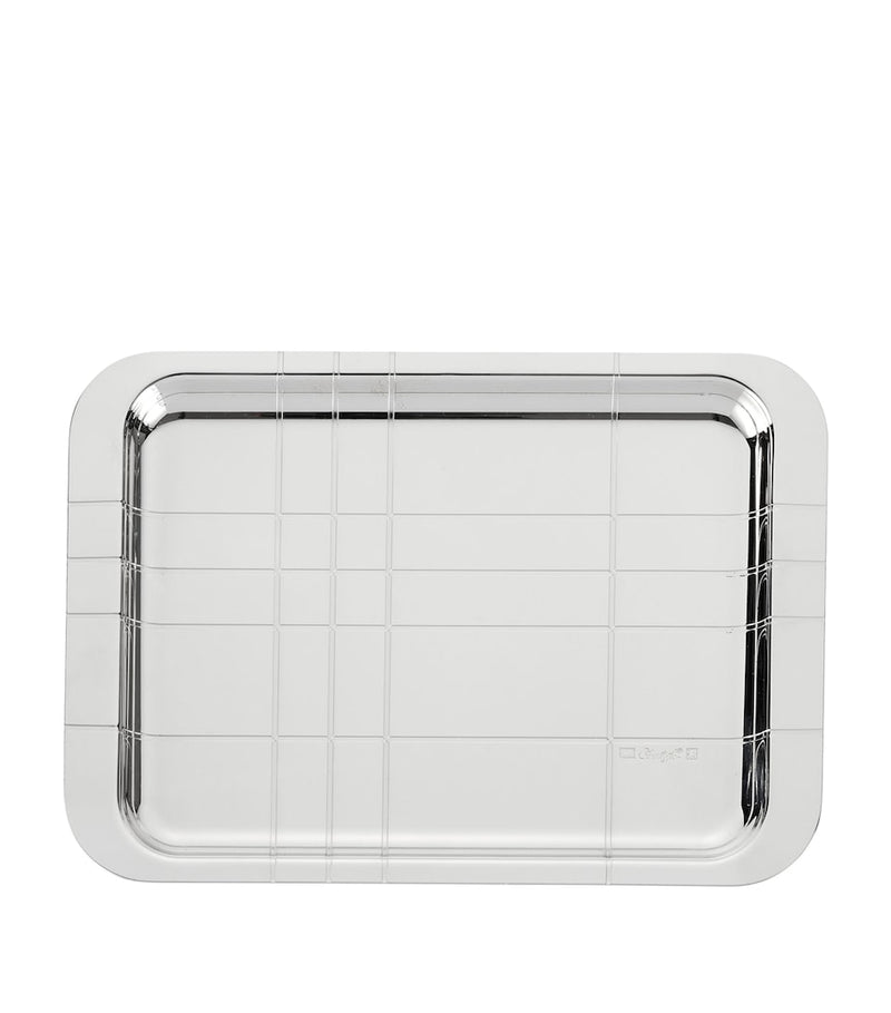 Christofle Graphik silver-plated tray 22cm x 16cm (British brand)