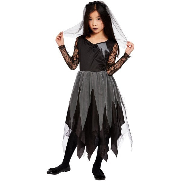 Smiffys girls Black Graveyard Bride costume, imported from the UK