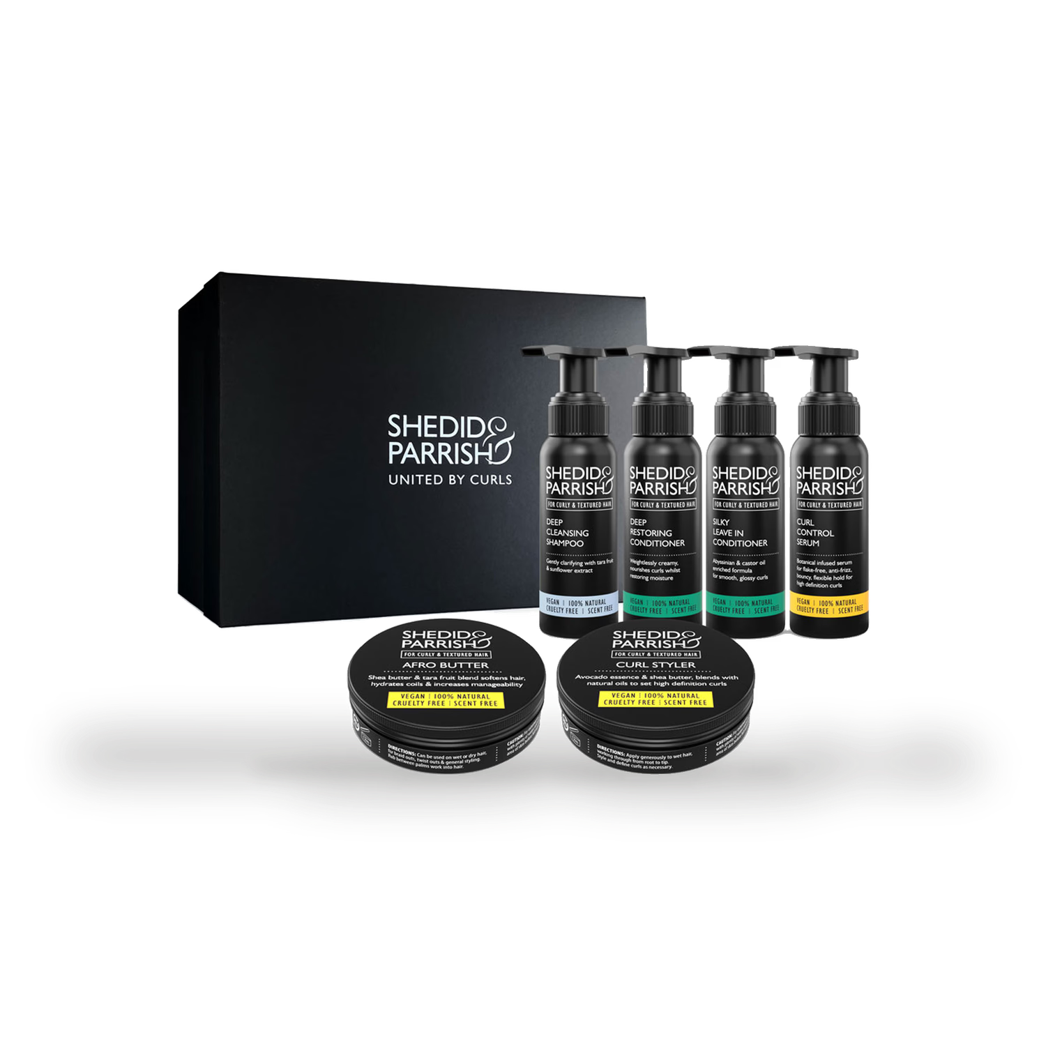 Shedid & Parrish travel gift set for curly hair care, imported from the UK