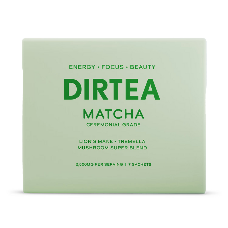 DIRTEA matcha mushroom super blend 7 sachets, imported from the UK