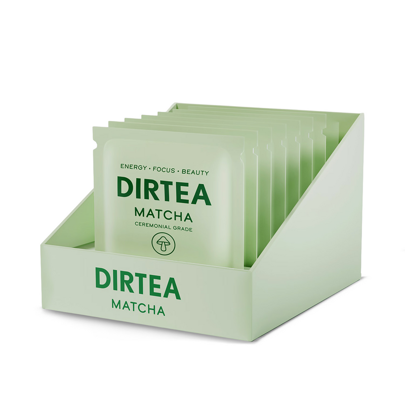DIRTEA matcha mushroom super blend 7 sachets, imported from the UK